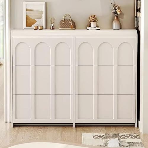LITFAD Narrow White Manufactured Wood Shoe Storage Cabinet with
