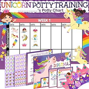 Potty Training Chart for Toddlers Girls, Unicorn Design – Sticker Chart, 4 Week Reward Chart – 213 Cute Stickers…