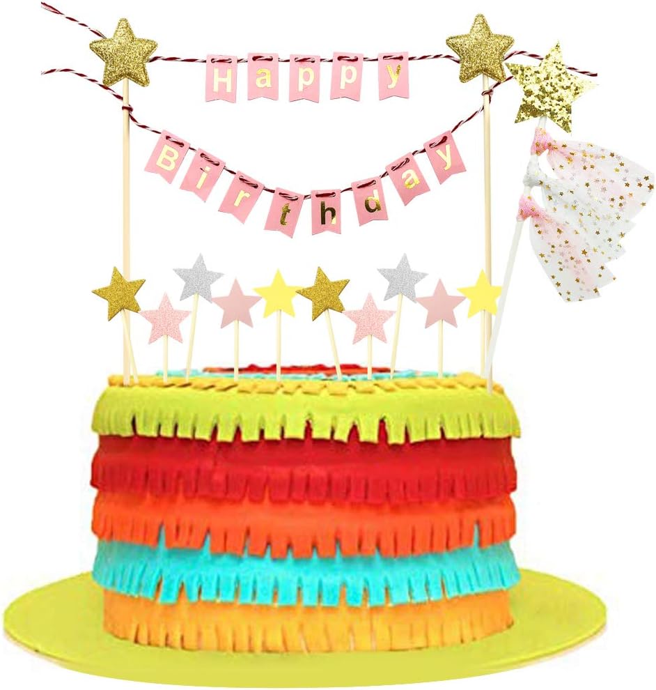 Banniere De Gateau Joyeux Anniversaire Cake Topper Gold Sliver Yellow Star Cake Topper Pour Garcon Fille Enfant Anniversaire Fete De Naissance Izoel Decorations De Gateau Bleu Patisserie Ustensiles A Patisserie