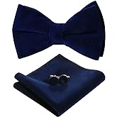PACGOTH Bow Ties for Men Pre-Tie Bow Ties Vintage Tuxedo Velvet Bow Ties Cufflinks Pocket Square Sets With Gift Box