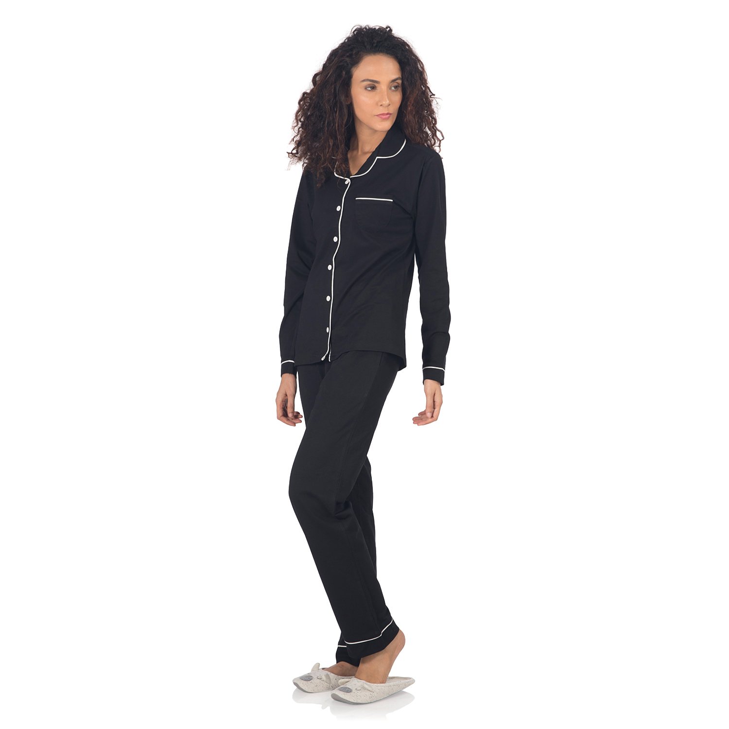 nite flite women's classic black premium pyjama set