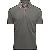 SAMERM Mens Zipper Golf Shirts Short Sleeve Casual Polo Shirts Moisture Wicking Solid Golf Shirt Fashion