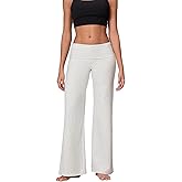 Aopwsrlyi Women Fold Over Yoga Pants Y2K Flared Leggings Low Rise Wide Leg Lounge Pants Baggy Sweatpants