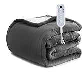 Sheet&Joy Heated Blanket Electric Grey Throw - 50"x60" Heating Blanket Throw 1/2/4/6/8 Hours Auto-Off 8 Heat Level Over-Heat Protection Flannel Sherpa Electric ETL Certification