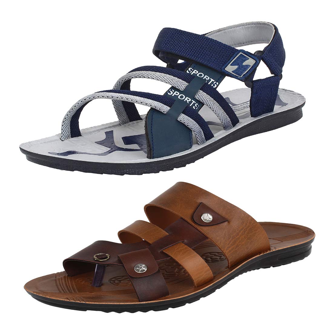 Bersache Men's Casual Combo Pack of 2 Canvas Sandal & Floater