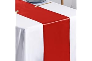 SiinvdaBZX 4 Pcs Red Satin Table Runner 12 x 108 inches Long, Bright Smooth Satin Wedding Table Runner Decorations for Birthday Parties, Buffet, Banquets, Graduations, Engagements