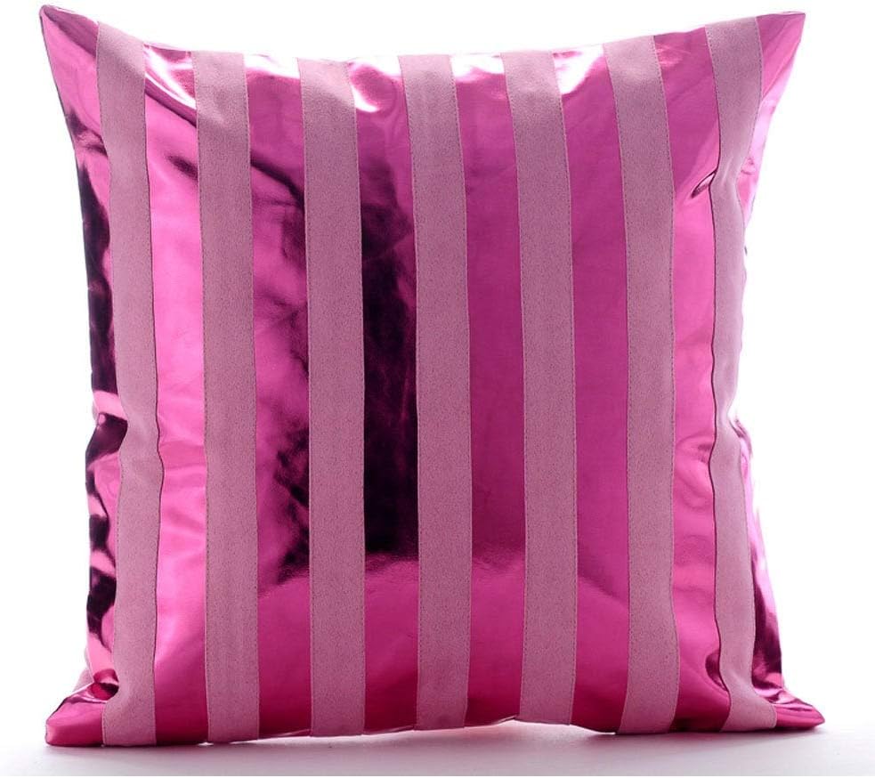 The HomeCentric Hot Pink Cushion Covers, Metallic Striped Sparkly