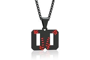 Suweibuke Inspiration Baseball Necklaces Baseball Jersey Number 0-99 Necklace Stainless Steel Baseball Chain Number Pendant Necklace Baseball Team Jewelry Gift for Boys girls