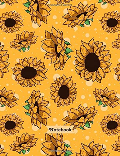 Notebook: Lined Journal - 8.5 x 11 in - 100 blank college ruled pages - Sunflower cover design