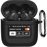 LDSXAY for JBL Tour Pro 2 Case Cover, LCD Touch Screen Visible | Soft Silicone Shockproof Protective Skin Case for JBL Tour Pro 2 Wireless Earbuds 2023 with Keychain Accessories, Black