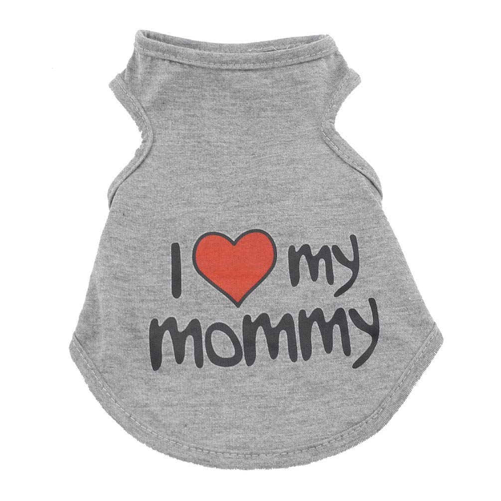 SMALLLEE_LUCKY_STORE I Love My Mommy Daddy Dog T shirt for Small Dogs Summer Tank Vest Puppy Sleeveless Shirt Chihuahua Shih Tzu Clothes,Grey,X-Large