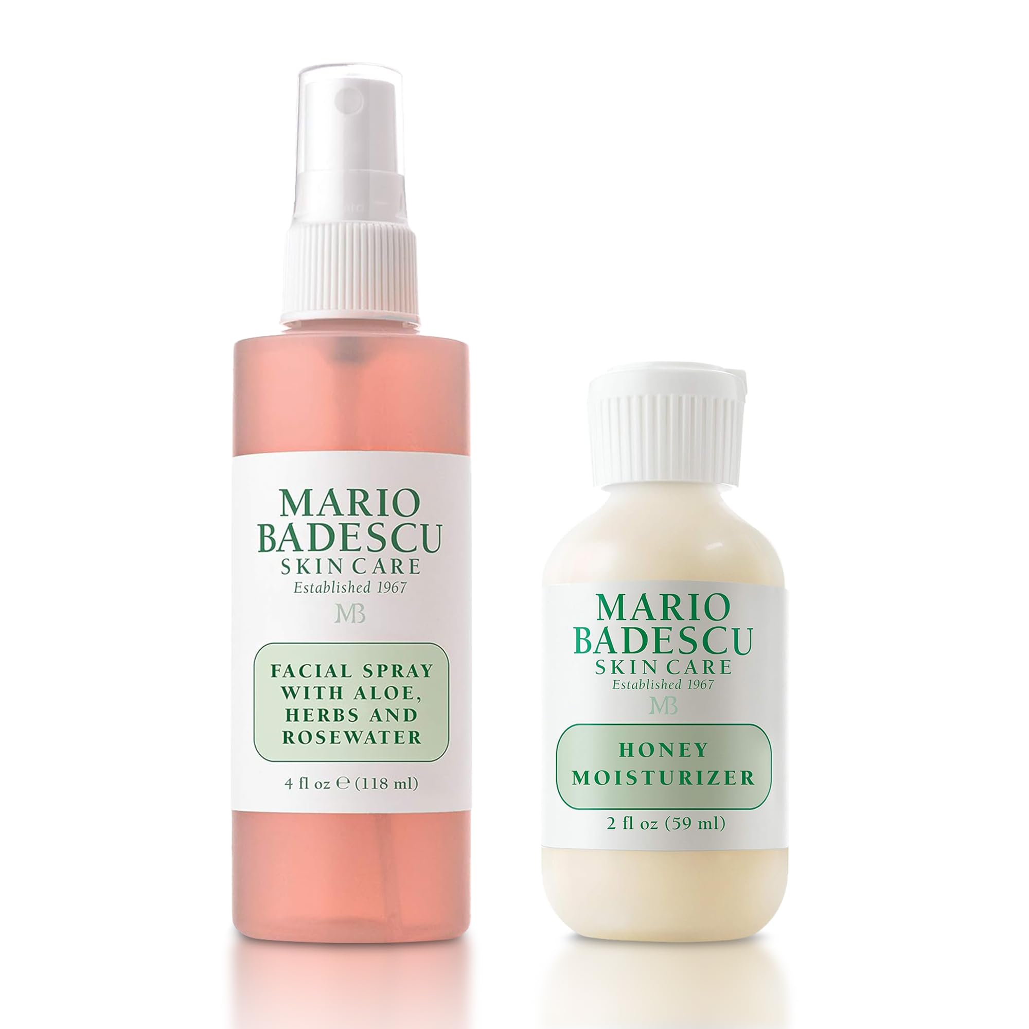 Mario Badescu Rose Water Facial Spray & Honey Moisturizer Bundle | Hydrating Aloe, Herbs & Rosewater Face Mist + Honey-Infused Face Cream for Dry, Sensitive & Combination Skin | Nourishing Daily Moist Image
