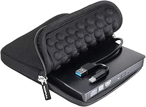 ROOFULL External CD DVD +/-RW Drive USB 3.0 Type-C Portable CD/DVD ROM Optical Drive Player Reader Writer Burner with Protective Carrying Case for Mac MacBook Pro/Air, iMac, Windows 10 Laptop Desktop