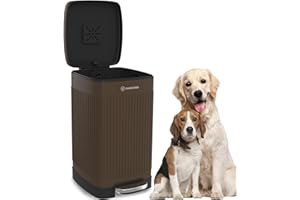 PAWZIDEA Dog Poop Trash Can Outside Odor Control, 5.3 Gallon Large Dog Poop Can Outdoor with Lid No Smell, Waterproof Dog Waste Station Container Step Trash Bin Backyard, Activated Carbon Filter, 20L