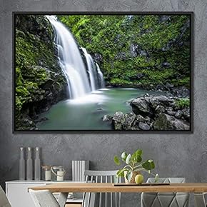 signwin Framed Canvas Wall Art Forest Waterfalls Group...