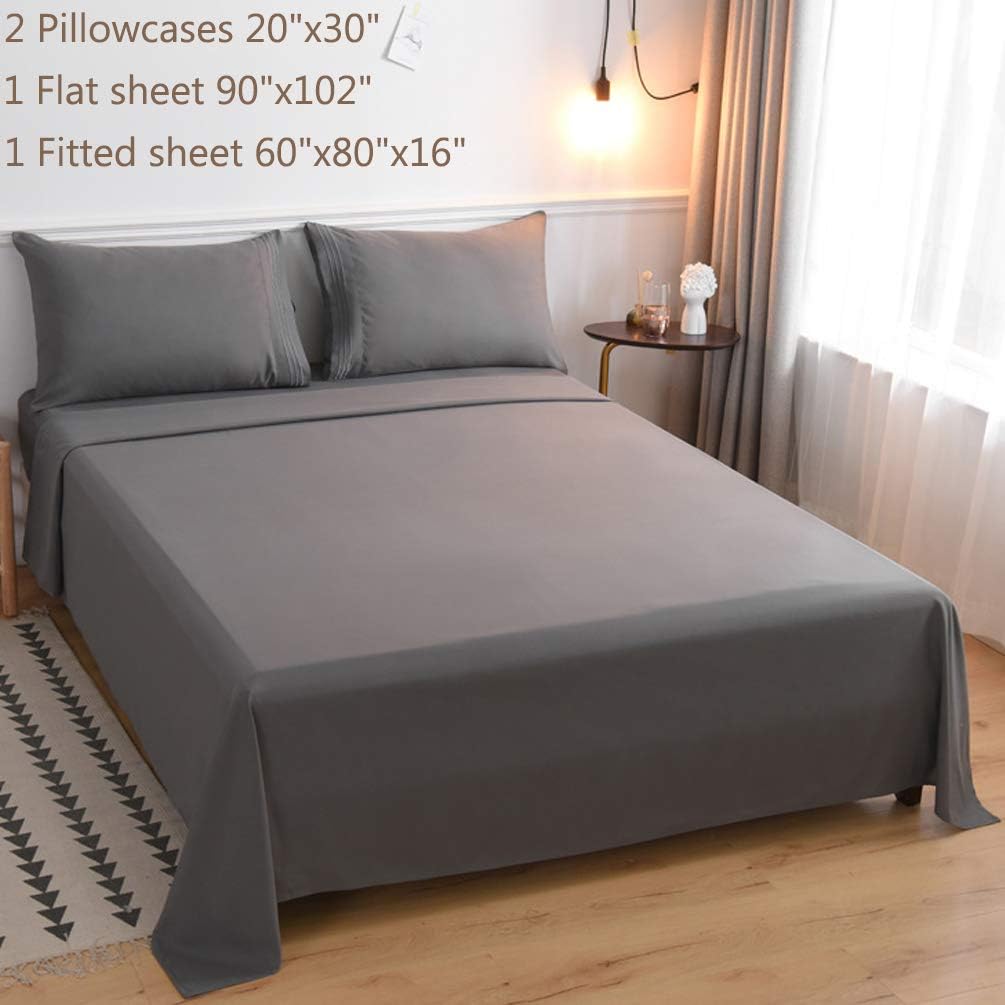 LBRO2M Bed Sheet Set Queen Size 16 Inches Deep Pocket 1800 Thread Count 100% Microfiber Sheet,Bedding Super Soft Hypoallergenic Breathable,Resistant Fade Wrinkle Cool Warm,4 Piece(Dark Grey): Kitchen & Dining