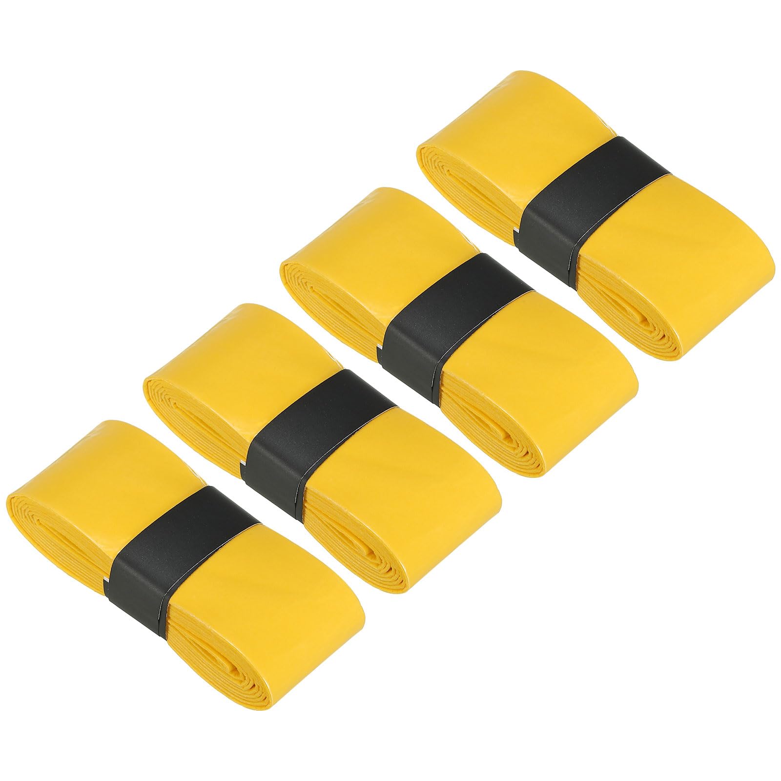 PATIKIL 43.3" Tennis Racket Grip Tape, 4 Pack Anti Slip Absorbent PU Badminton Overgrip Racquet Grip Tape for Baseball Pickleball Paddle, Yellow
