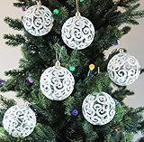 60mm-100mm Clear Transparent White Swirl Christmas Tree Ball Ornaments with Storage Box