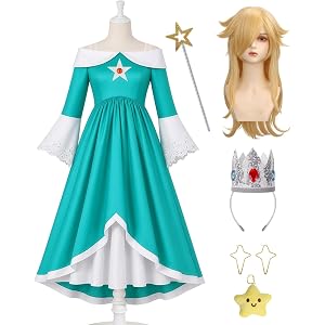 Kids Pink Princess Costume Girls Halloween Costumes Dress with Accessories | Puff Sleeve Layered Royal Princess Dress with Cr
