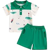 baorji Kids Toddler Baby Boy Golf Clothes Short Sleeve Romper Lapel T Shirt Elastic Waistband Casual Shorts Set 2PCS Outfit