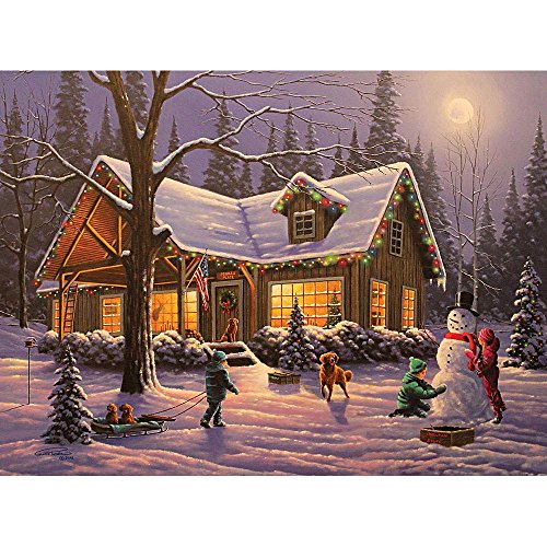 Bits And Pieces Puzzle 300 Pezzi Che Si Illumina Al Buio – 'Home For The Holidays' Di John Sloane – Natale, Glow In The Dark
