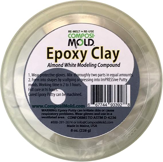 Epoxy Modeling Clay 8 oz. Almond White Epoxy Putty, 2 Part Sculpting Polymer Clay by
