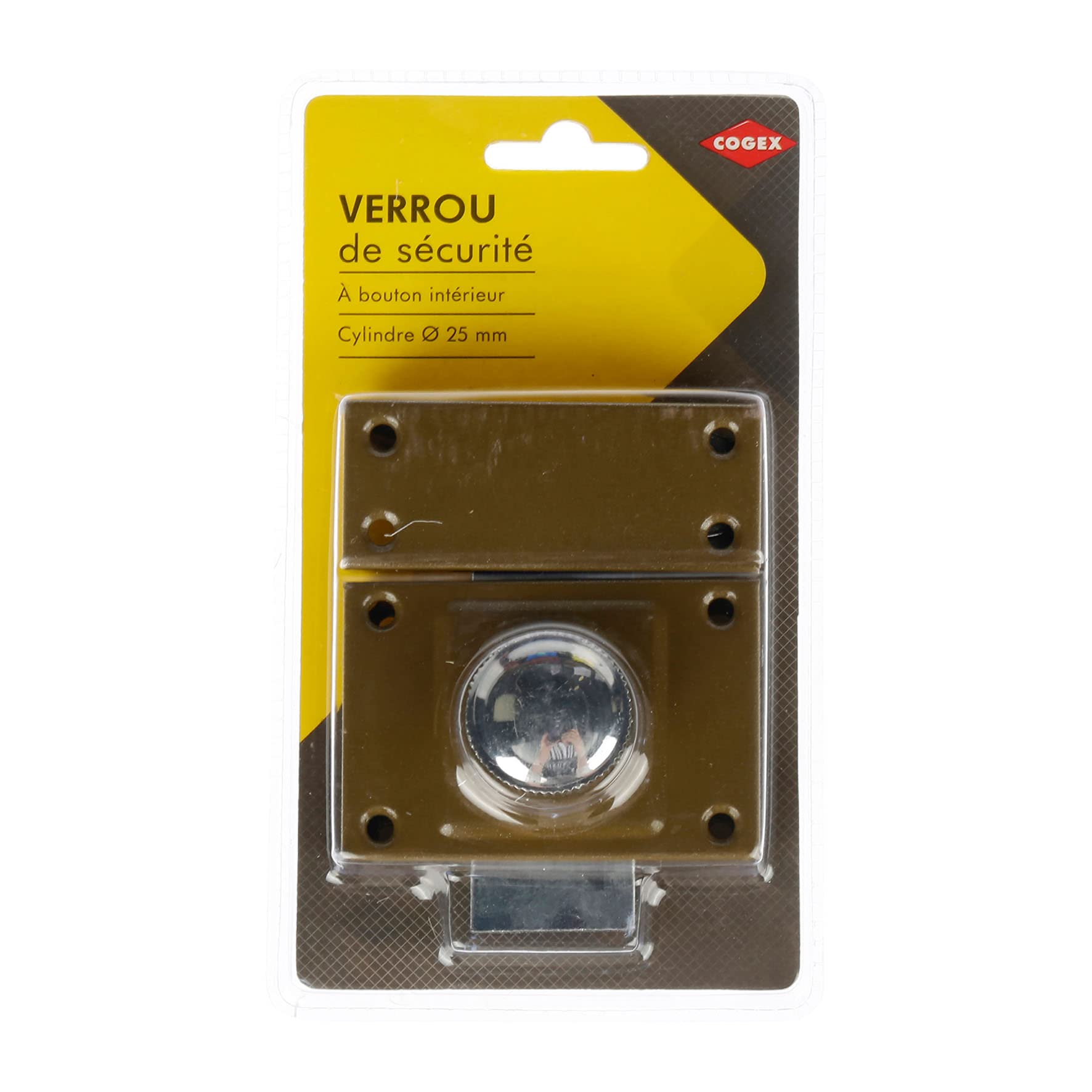 COGEX - Door Latches and Locks - Security Lock for Doors, Interior/Exterior Button Door Lock - Interior Button Lock - Cylinder Diameter 25 mm - Comes with 3 Keys and Screws