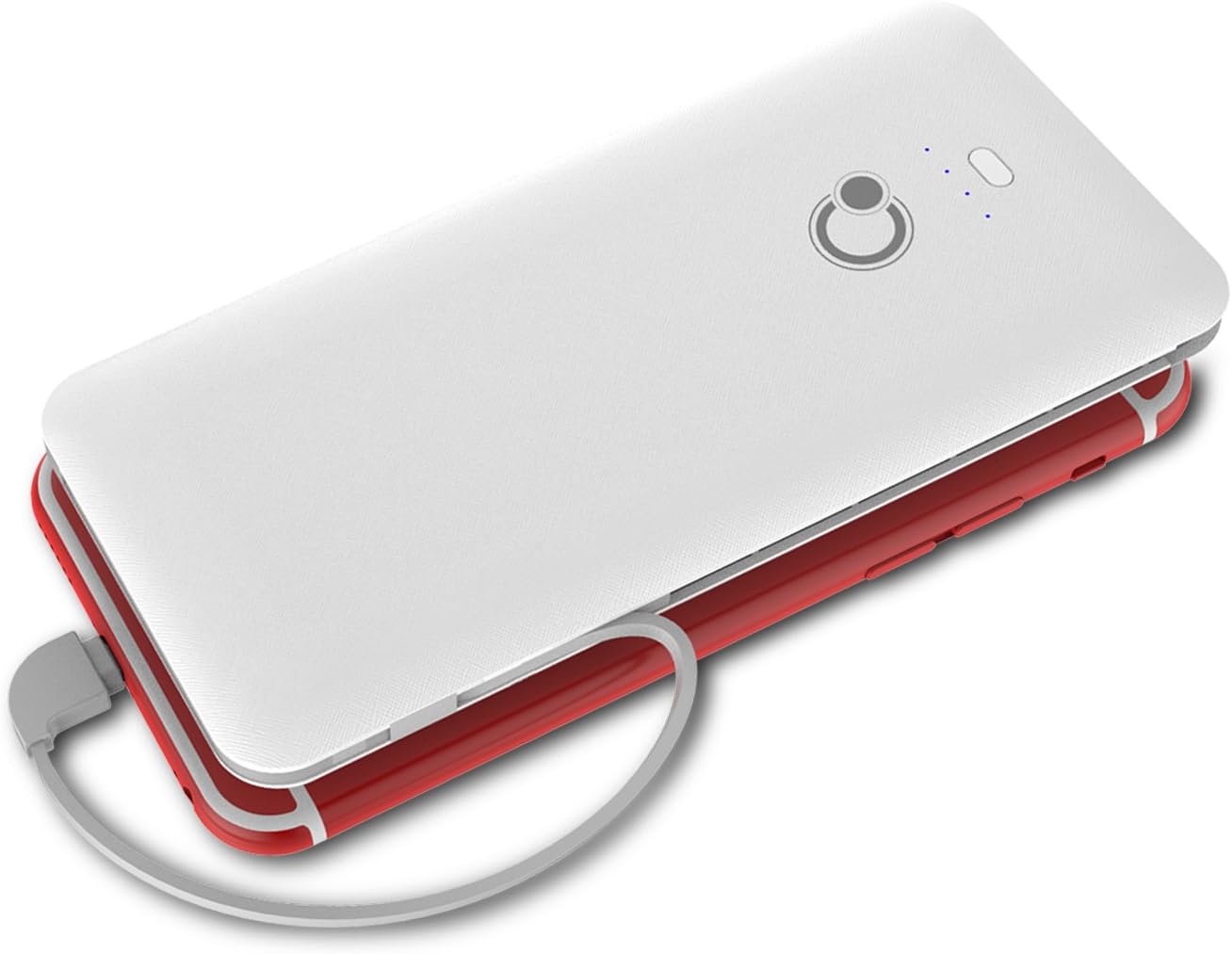 10000mAh Q Portable Charger, Ultra Slim USB C Power Bank, 4 Output Dual Input External Battery Pack with Built-in AC Wall Plug,Built in Micro and USB C Three Cables Compatible with All mobilephone