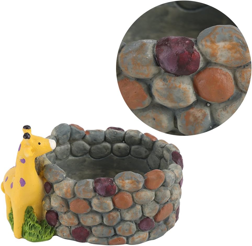 Fdit Tiny Creative Succulent Plants Mini Garden Resin Flower Pot Tank Giraffe Castle Home Design Factory Home Office Decoration (Giraffe) - Image 5