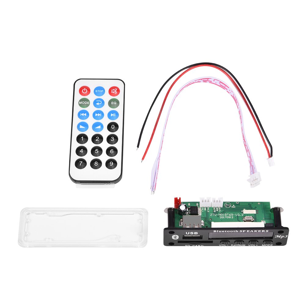 Bluetooth MP3 WMA Decoder Board 12V FM Wirelss Audio Module with Remote, Support USB SD FM Radio