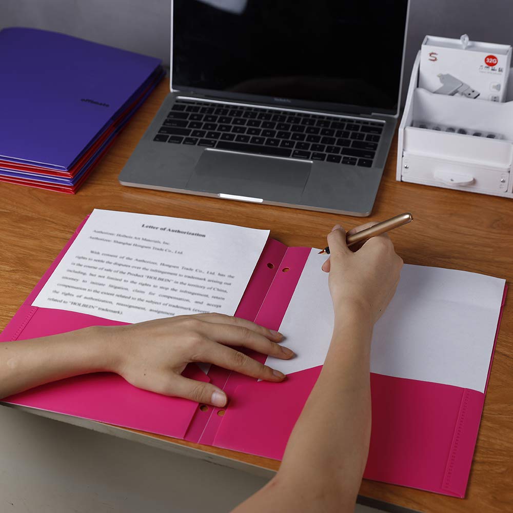 Plastic Folders 6PCS Heavy Duty Plastic Folders with Pockets Letter Size Assorted Colors for School Work and Home 2 Pocket Plastic Folders