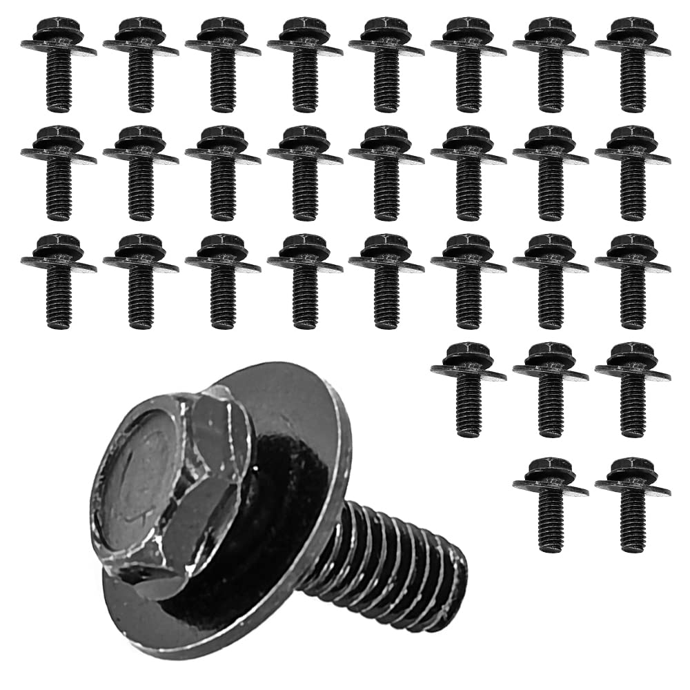 Photo 1 of 71315-122382A 30x M6 Bolts, 1.0 x 17mm Loose Washer Hex Head SEMS Body Bolts, Transmission Pan Bolts, Oil Pan Bolts with 18mm Washer, Replaces OEM 11508930, M6 Screws for Toyota, Subaru, Dodge & More