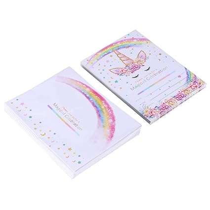 Toyvian 24pcs Biglietti Invito Unicorno Buste Inviti Carte