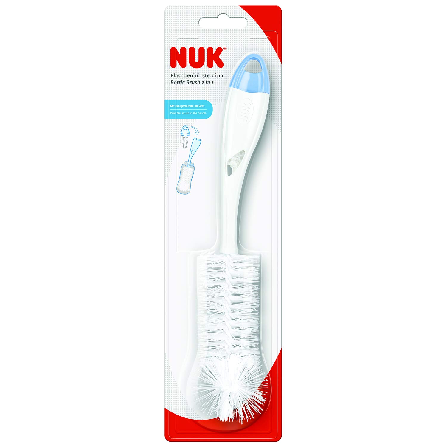 NUK 2 in 1 Bottle and Teat Brush (Colours may vary)