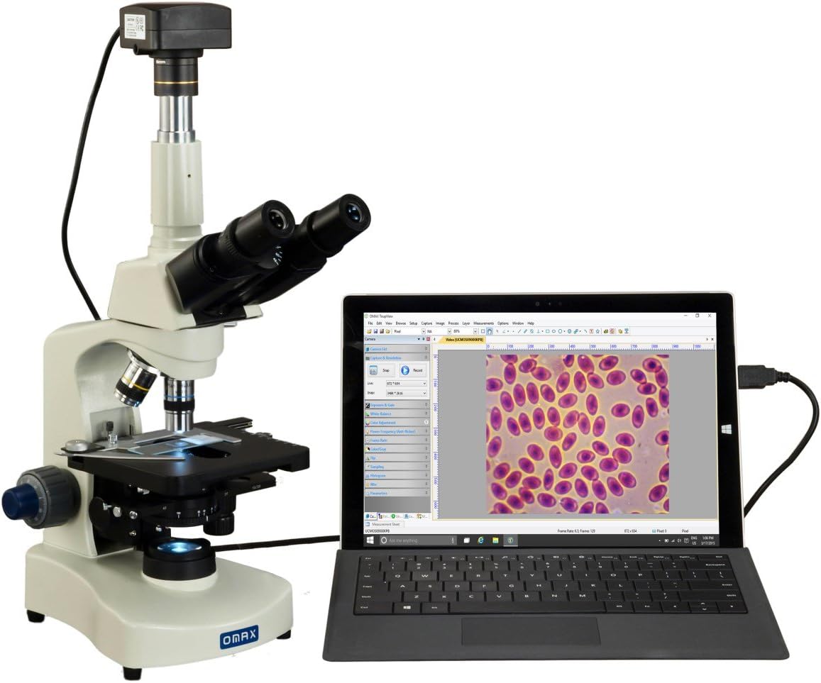 OMAX 40X-2500X USB3 14MP Digital Phase Contrast and Darkfield LED Trinocular Compound Microscope