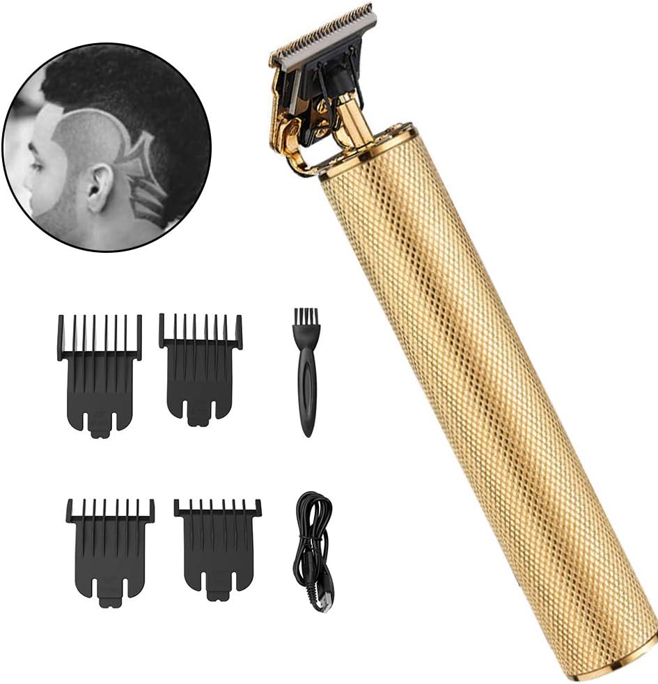 Gold Electric Cordless Hair Clippers Rechargeable Grooming Kits T-Blade Close Cutting Trimmer for Men