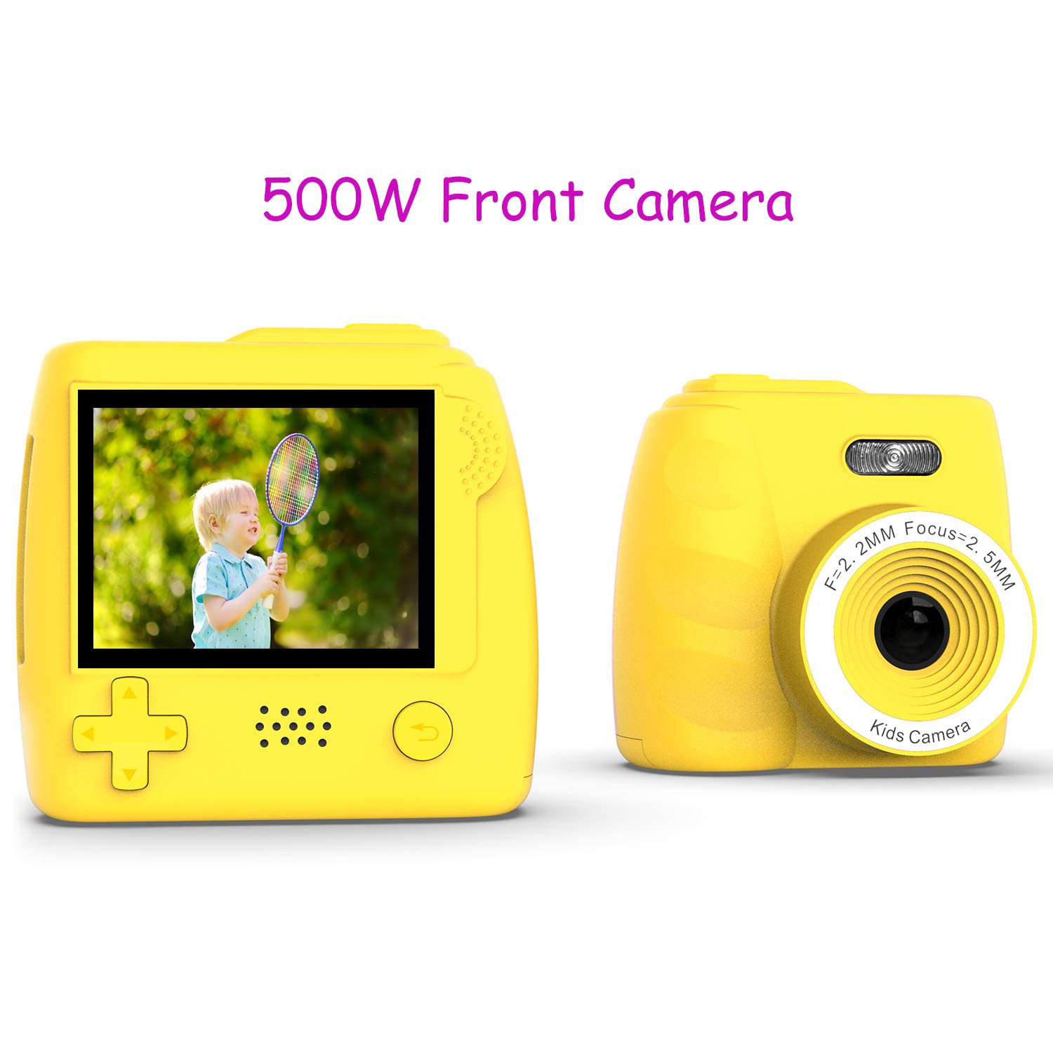 Winnovo Macchina Fotografica per Bambini P10 2 Pollici Digitale Portatile Fotocamera for Kids Girls, Mini Videocamera 5MP /con Scheda SD da 32GB (Giallo)