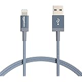 Amazon Basics Nylon USB-A to Lightning Cable Cord, MFi Certified Charger for Apple iPhone, iPad, Dark Gray, 3-Ft