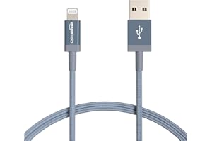 Amazon Basics 2-Pack USB-A to Lightning Charger Cable, Nylon Braided Cord, MFi Certified Charger for Apple iPhone 14 13 12 11 X Xs Pro, Pro Max, Plus, iPad, 3 Foot, Dark Gray