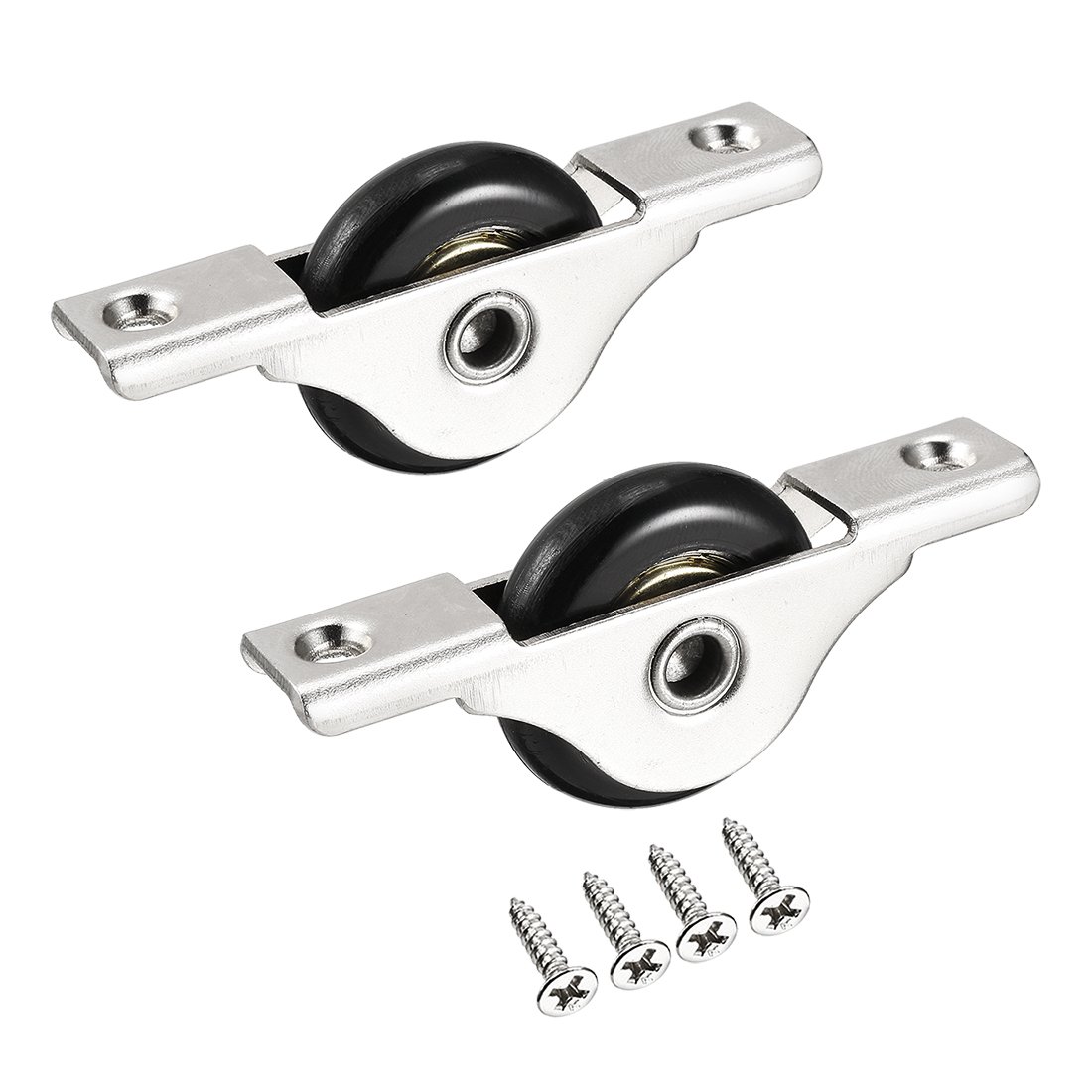 Sourcingmap 29mm Dia Nylon Black Single Wheel Electroplating Sliding Door Window Pulley 2pcs