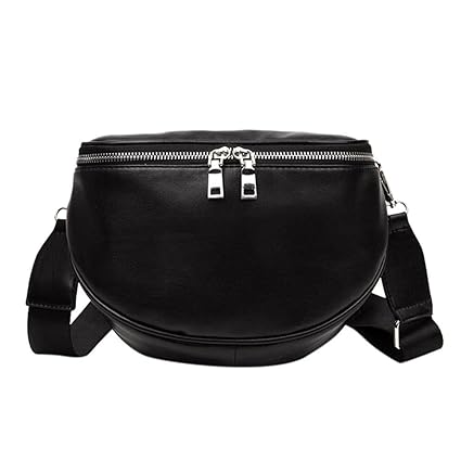 MKchung Women PU Leather Waist Bag Casual Belt Shoulder Zipper Crossbody Chest Bag