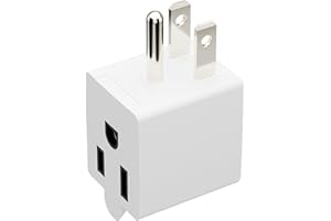 Plugrand 90 Degree Adapter Right Angled Downward Angled USA 3-Prong Male-Female Adapter, 5-15P to 5-15R Direction Changer, White