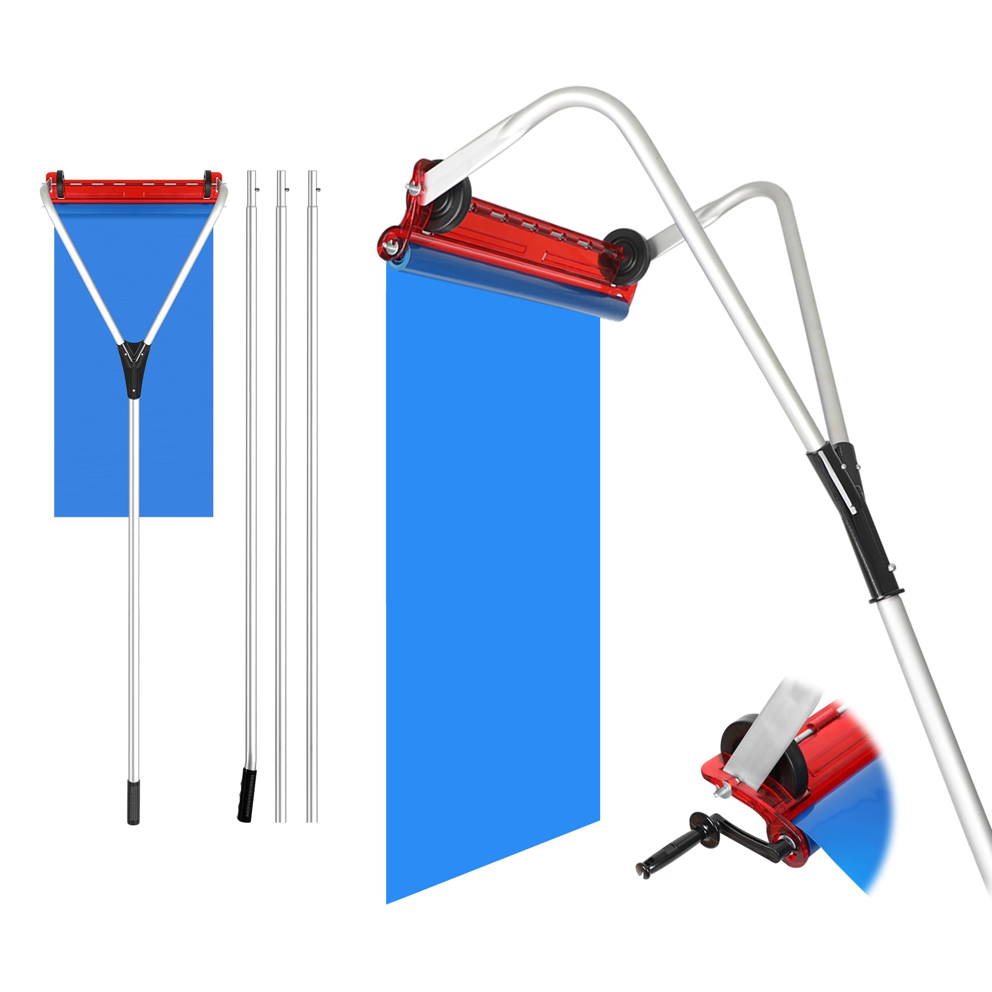 Photo 1 of ORIENTOOLS Snow Rake, Roof Rake, Roof Rakes for Snow Removal, Snow Rake for House Roof, 16.6ft Aluminium Handle 18.5inch Plastic Blade Head, with EVA Slide Cloth and Roll Wheels, Car Snow, Wet Leaves
