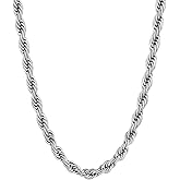 Supcare Mens Chains Necklace Stainless Steel Rope Chain Gifts,18-30 inches (with Gift Package)