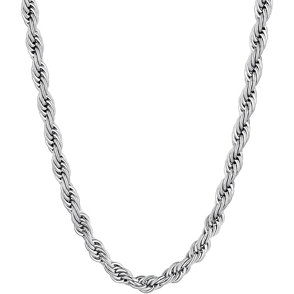 Dsnyu 40CM Chain Rope, 2.4MM Men Chain Necklaces, Silver Stainless