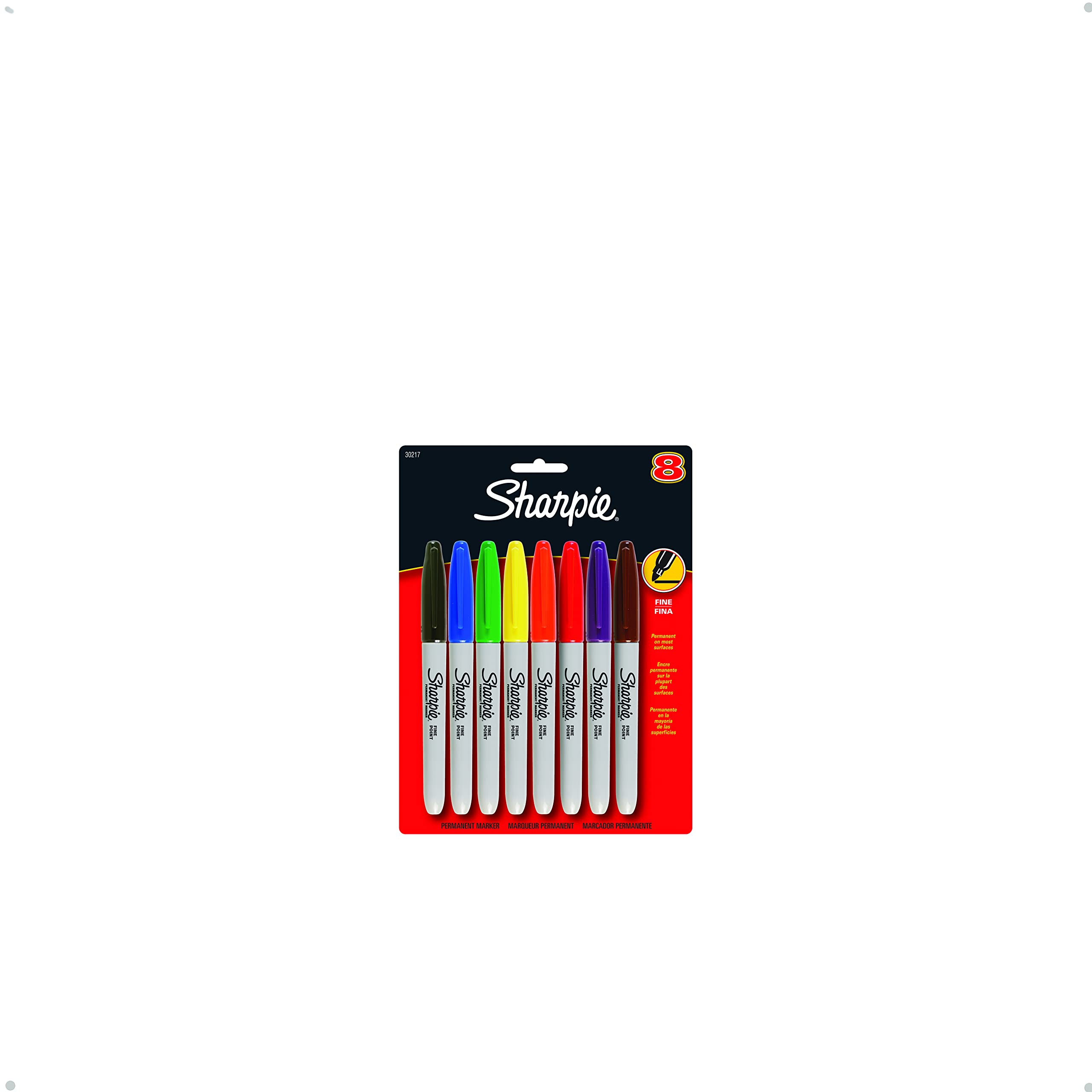 Sharpie - Fine Point Permanent Marker Assorted Colors - 8 Markers