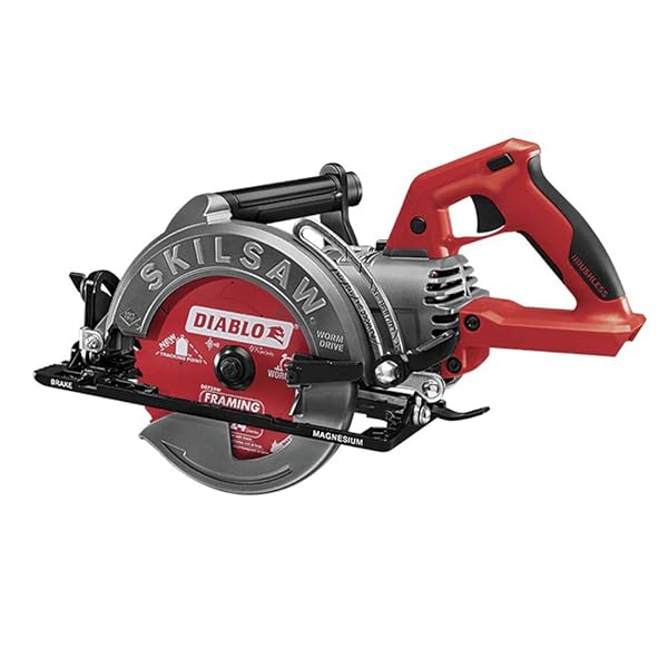 SKIL 48V 7-1/4” TRUEHVL CORDLESS WORM DRIVE SKILSAW WITH DIABLO BLADE, TOOL ONLY- SPTH77M-02, RED