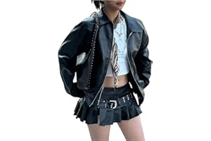 Floerns Women's Leather Jacket Long Sleeve Zip Up Coat Motorcycle Outfit Outerwear