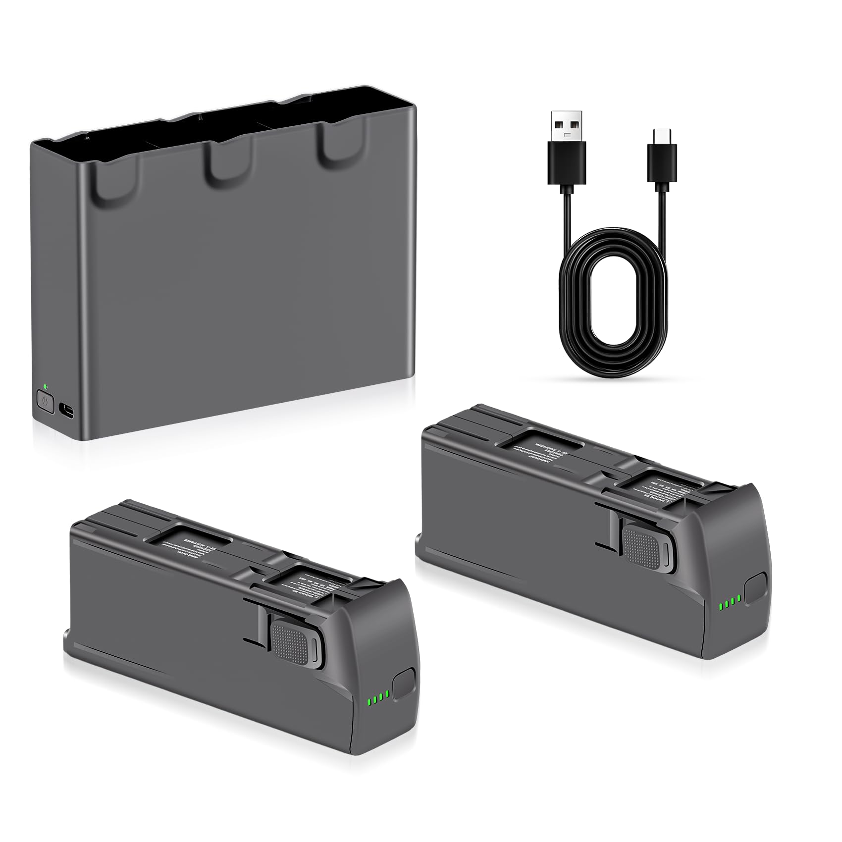 PoweLyt Avata 2 Intelligent Flight Battery 2-Pack 2150mAh Large Capacity Can Flight Max 23 Minutes and Two-Way Three-Channel Avata 2 Battery Charging Hub Fully Compatible with DJI Avata 2 Drone