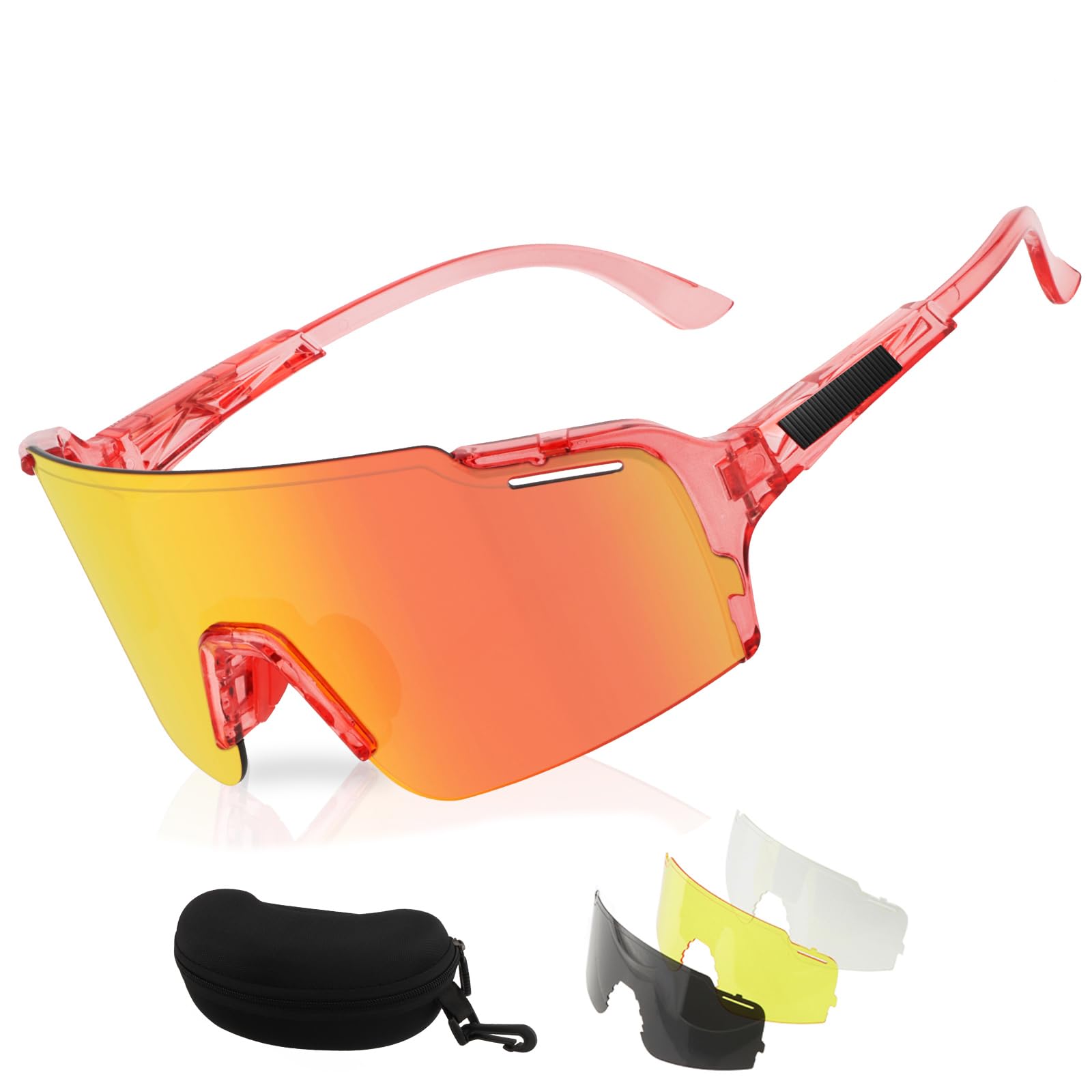 ToopMount Polarized Cycling Glasses, Sports Sunglasses with 2 Interchangeable Lenses, Anti-Fog Goggles of TR90 Full Rim Frame for Men & Women Hiking Fishing Baseball Golf